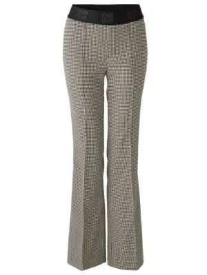 Oui Women's Checked Kick Flare Trousers 90590 Col 0991