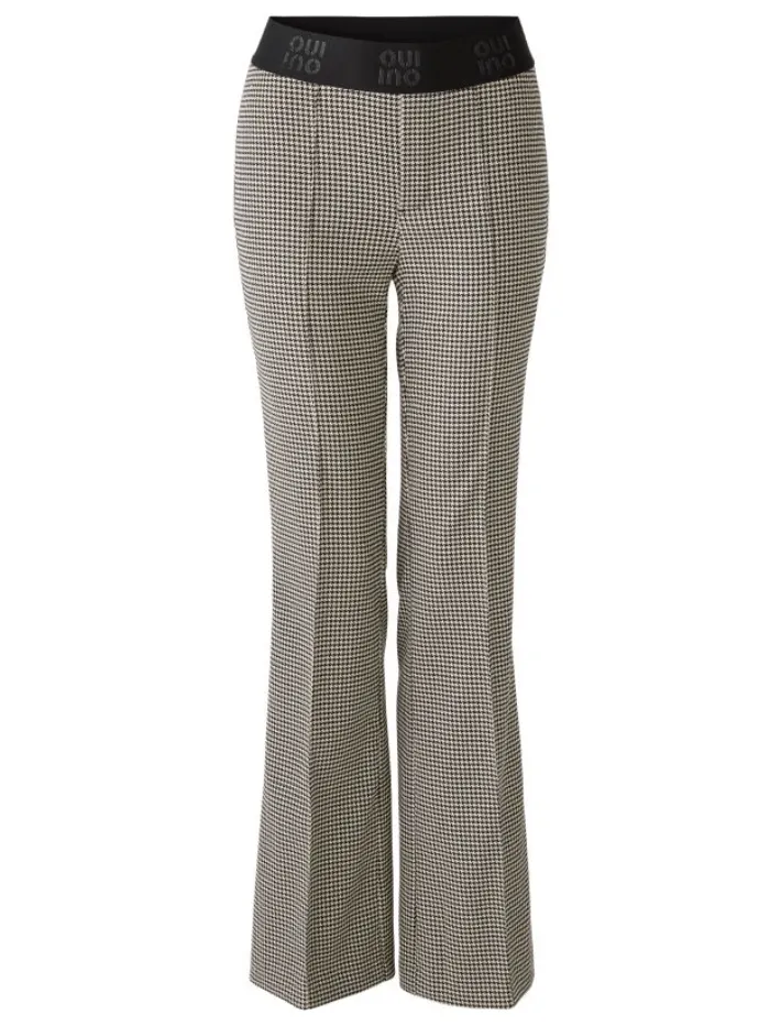 Oui Women's Checked Kick Flare Trousers 90590 Col 0991