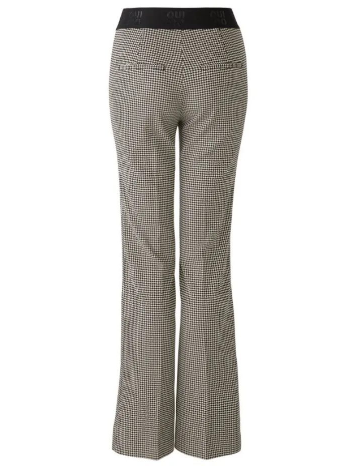 Oui Women's Checked Kick Flare Trousers 90590 Col 0991