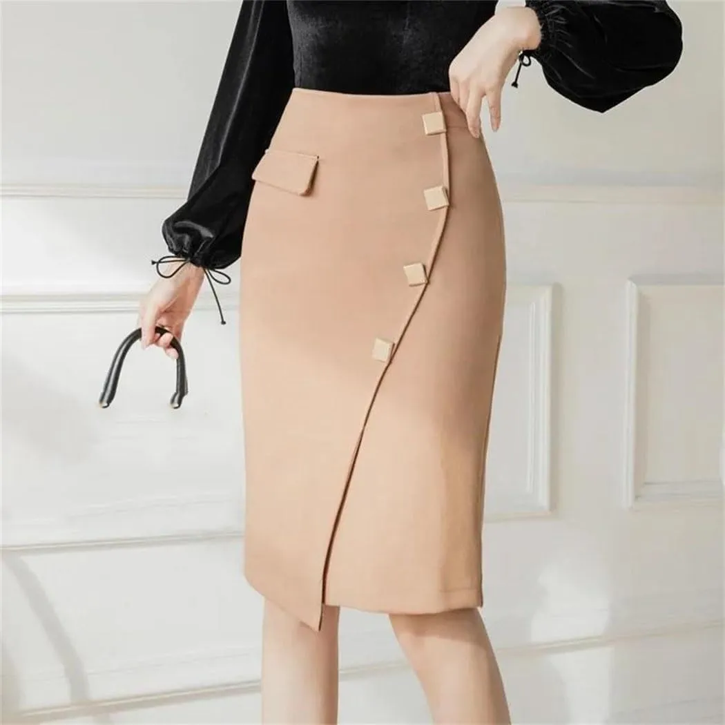 Oversized Wrap Hip Midi Skirts Fashion High Waist Bodycon Pencil Skirt Slim Office Ladies Skirts
