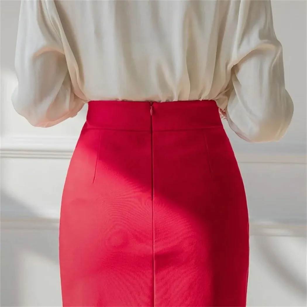 Oversized Wrap Hip Midi Skirts Fashion High Waist Bodycon Pencil Skirt Slim Office Ladies Skirts