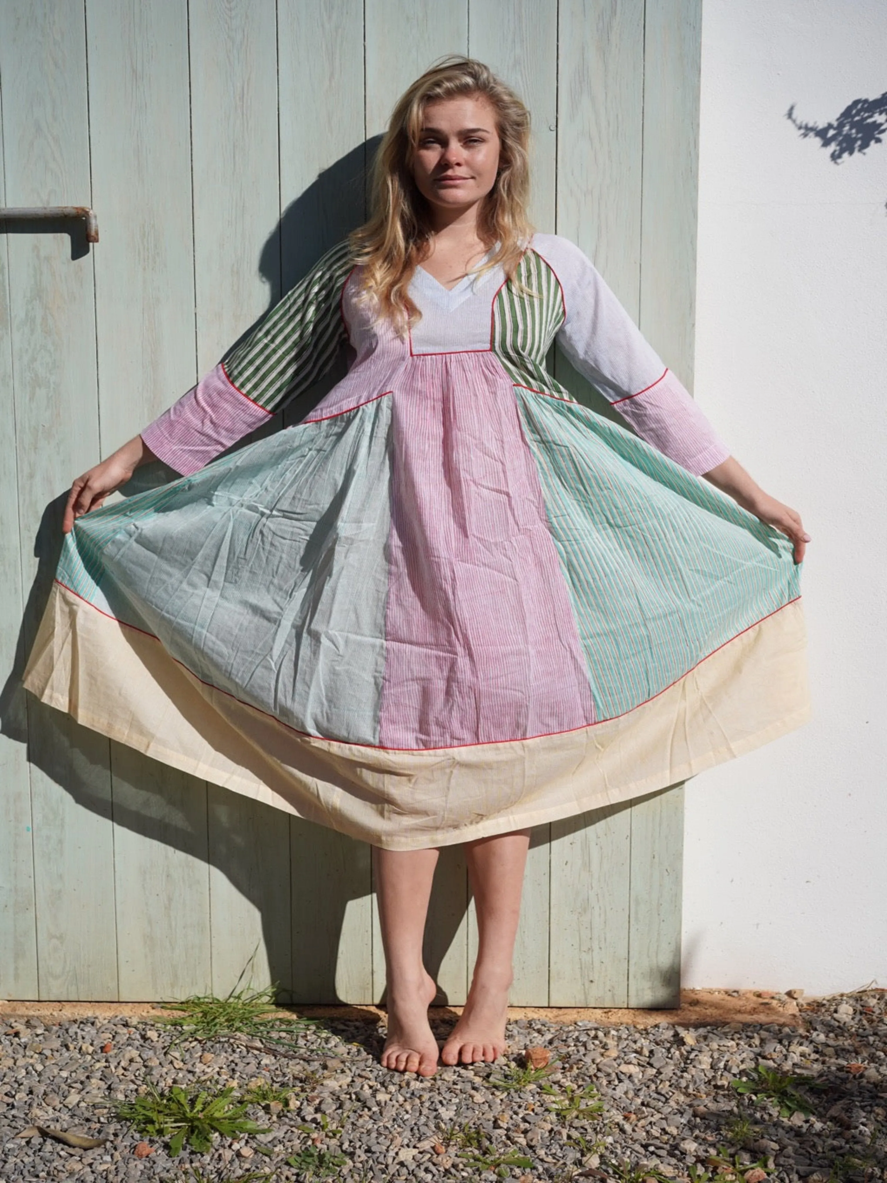 Patch stripe dress