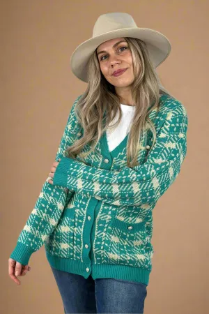 Pearl Button Cardigan - Turquoise