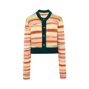 Pre Order:  Orange Stripes Knitted Cropped Cardigan