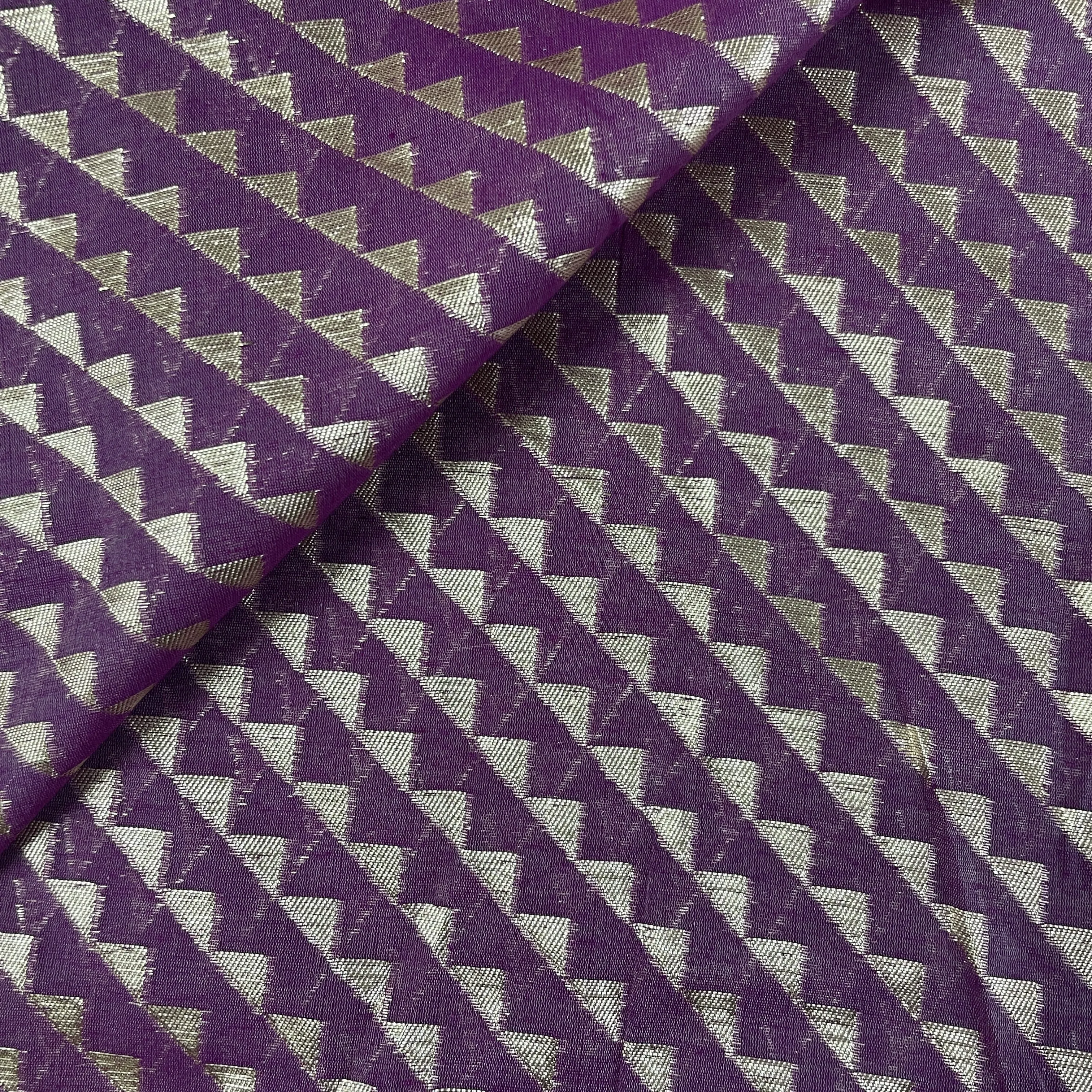 Premium Cotton Katwar Patola Purple Geometrical Jacquard Fabric