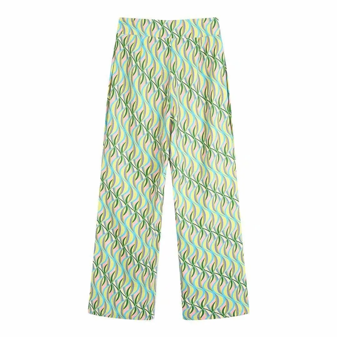 Printed flared trousers