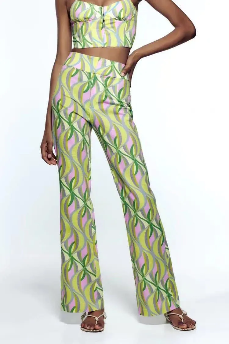 Printed flared trousers