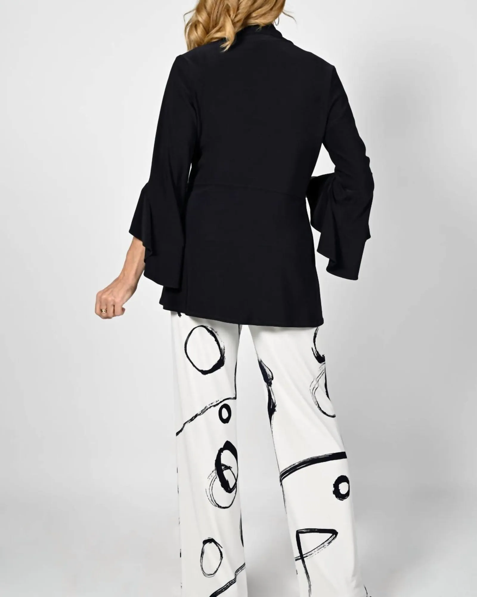 Printed Palazzo Trouser In Off White/Navy | Off White/Navy