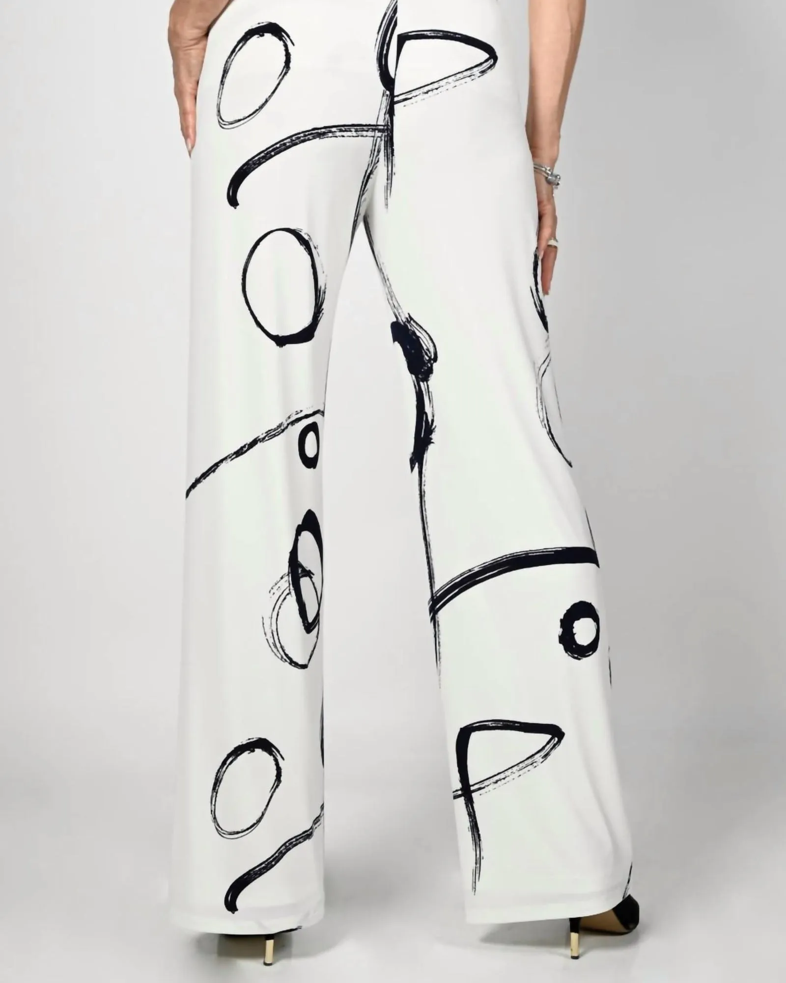 Printed Palazzo Trouser In Off White/Navy | Off White/Navy