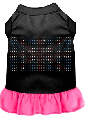 Rhinestone British Flag Dress Black With Bright Pink Xs