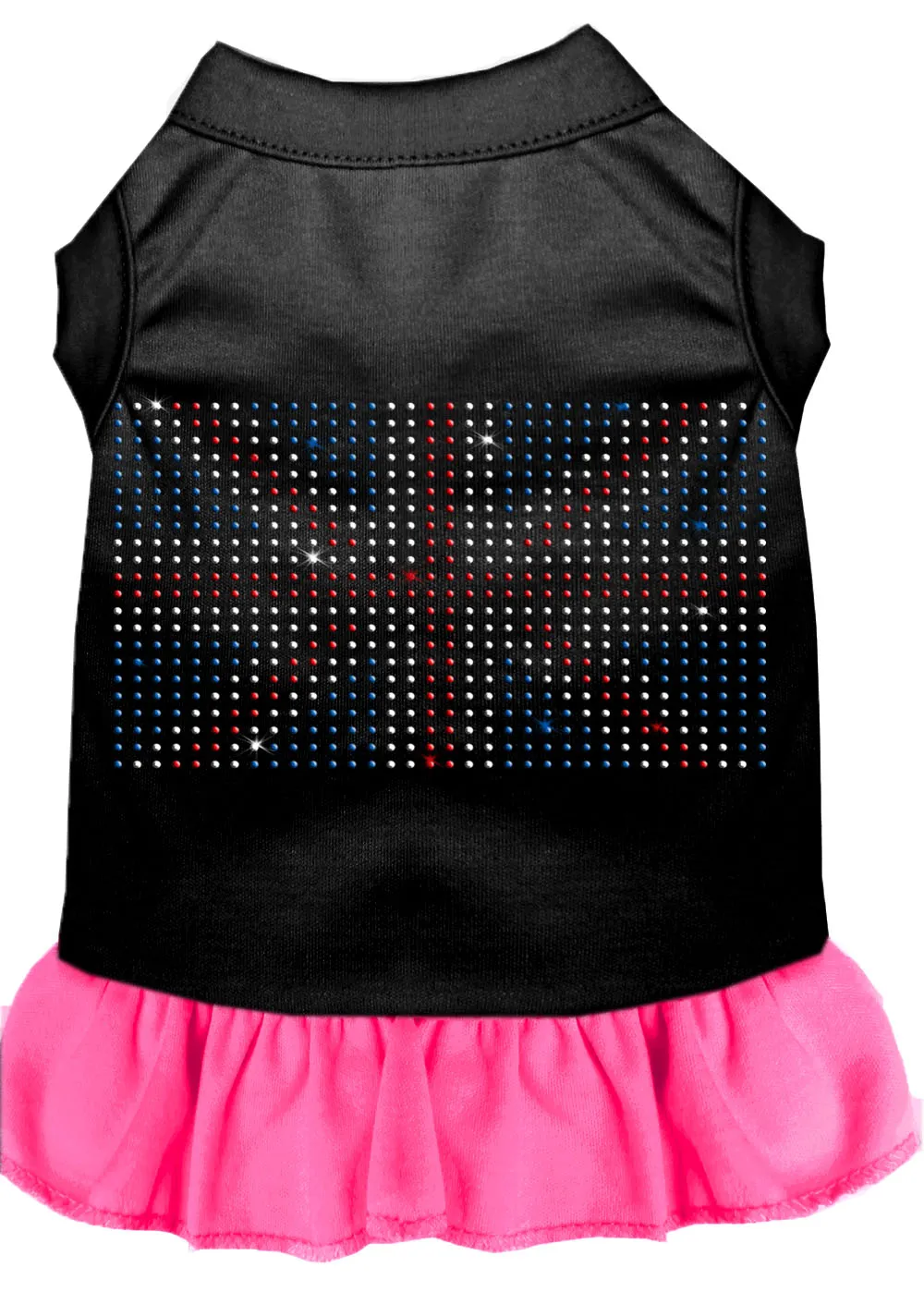 Rhinestone British Flag Dress Black With Bright Pink Xs
