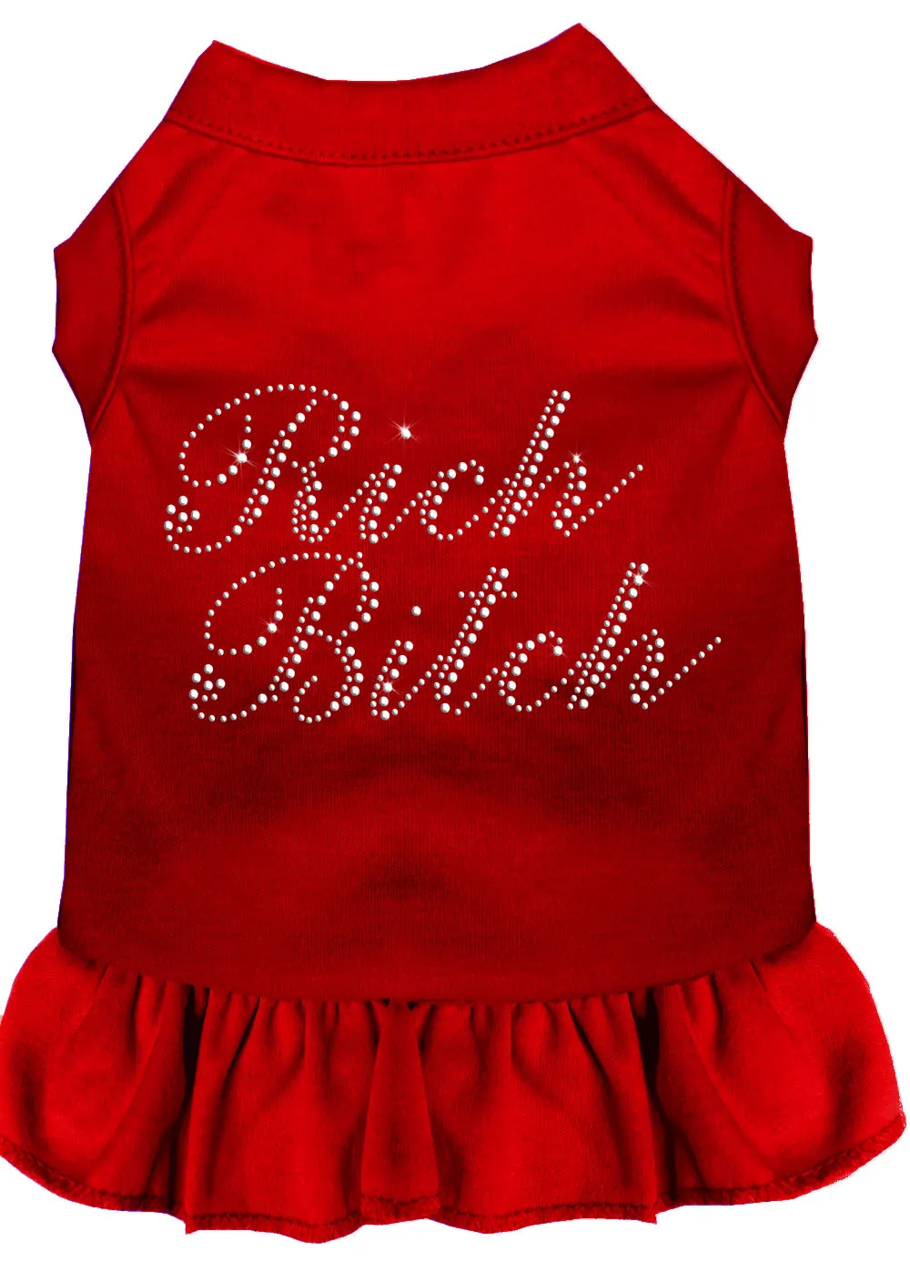 Rhinestone Rich Bitch Dress Red Xxxl