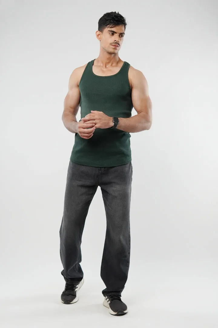 Ribbed Tank Top - Dark Green