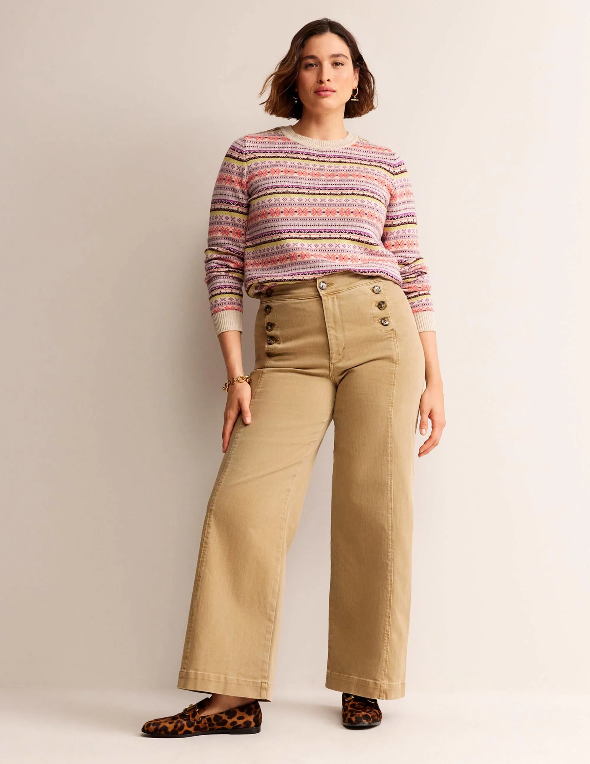 Sailor Wide Leg Trousers-Wheat