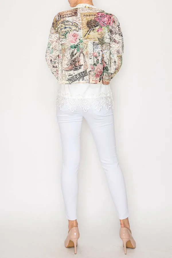 SEQUIN & LACE CROP JACKET