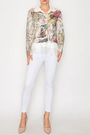 SEQUIN & LACE CROP JACKET