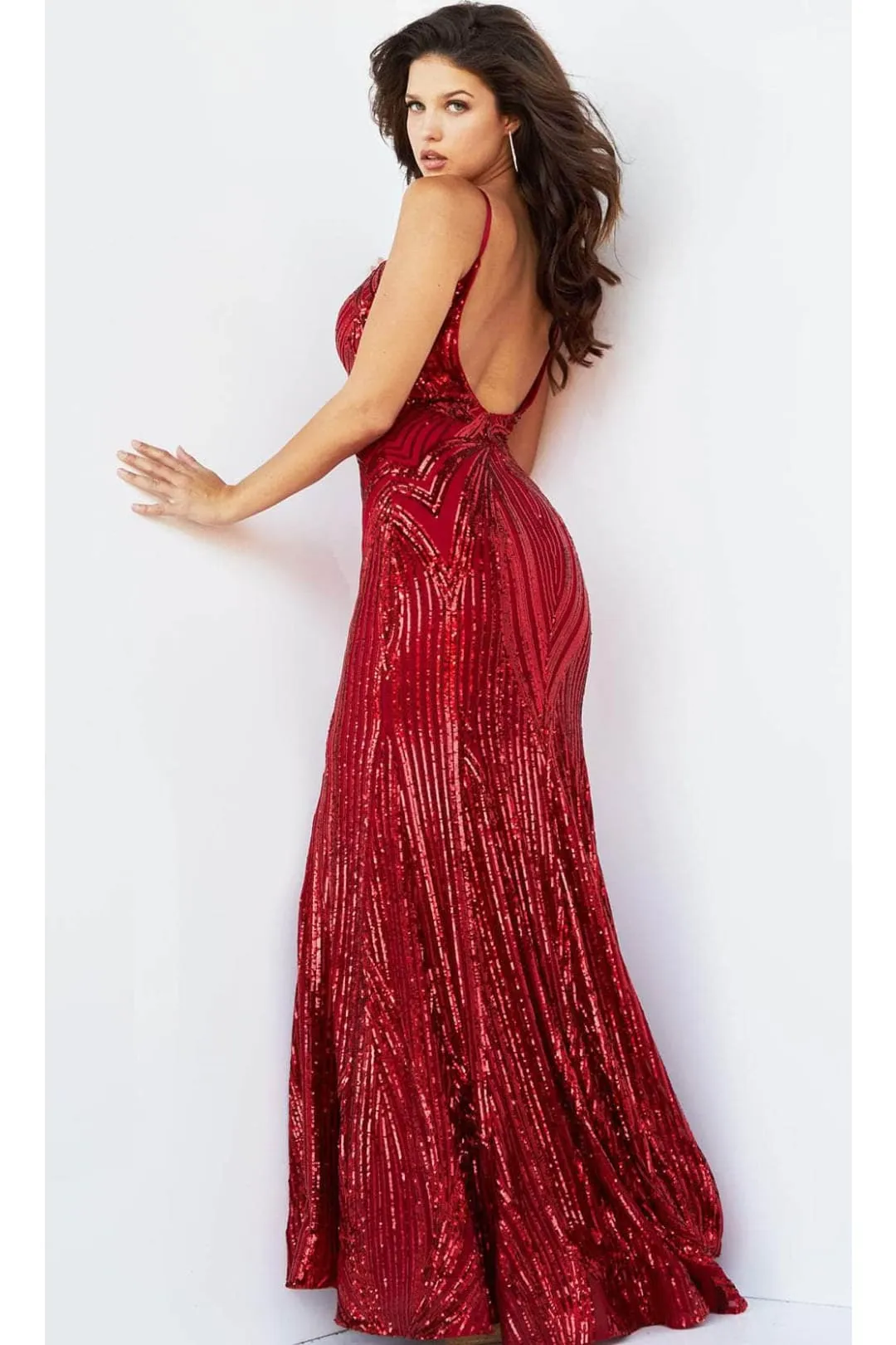 Sequined Scoop Back Prom Dress by Jovani 09693