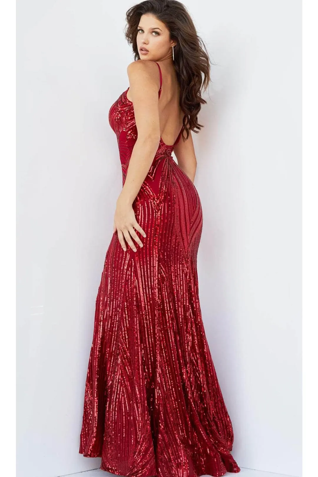 Sequined Scoop Back Prom Dress by Jovani 09693