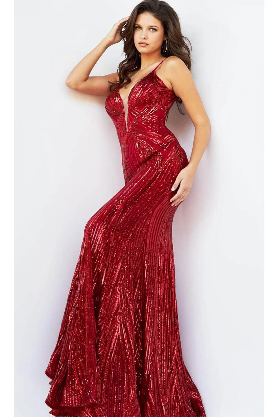 Sequined Scoop Back Prom Dress by Jovani 09693