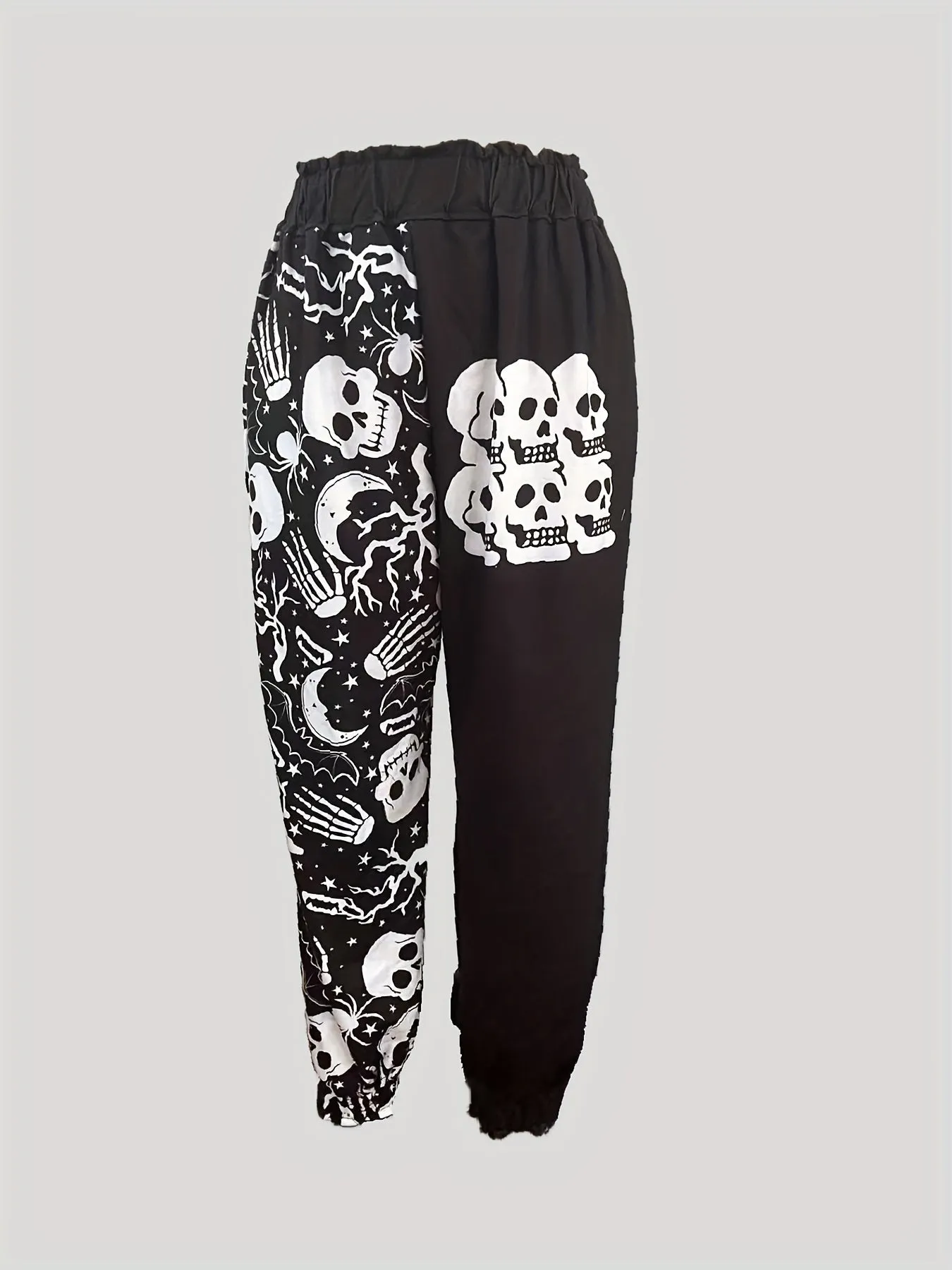Skull Print Elastic Waist Jogger Pants, Casual Loose Pants, Women's Clothing