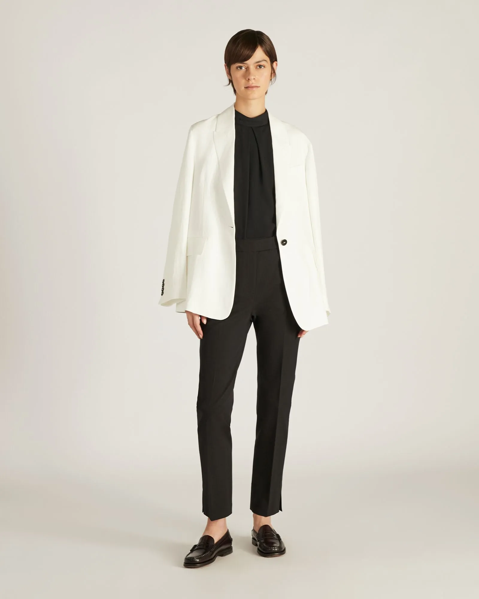 Slim fit trousers in two-way stretch cotton gabardine