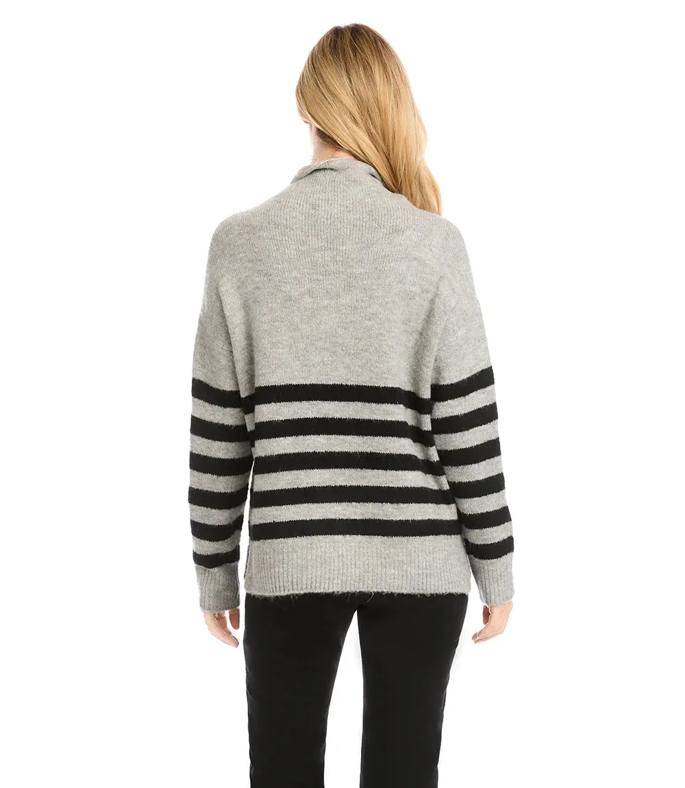 SLOAN STRIPE MOCK NECK SWEATER - KAREN KANE 4L89549