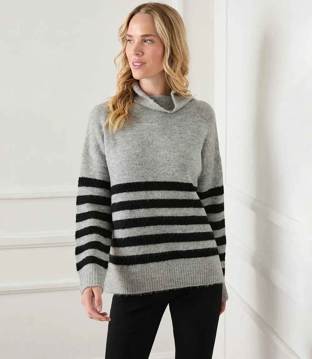 SLOAN STRIPE MOCK NECK SWEATER - KAREN KANE 4L89549