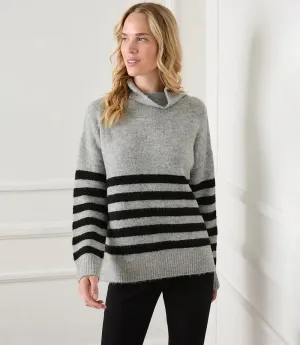 SLOAN STRIPE MOCK NECK SWEATER - KAREN KANE 4L89549