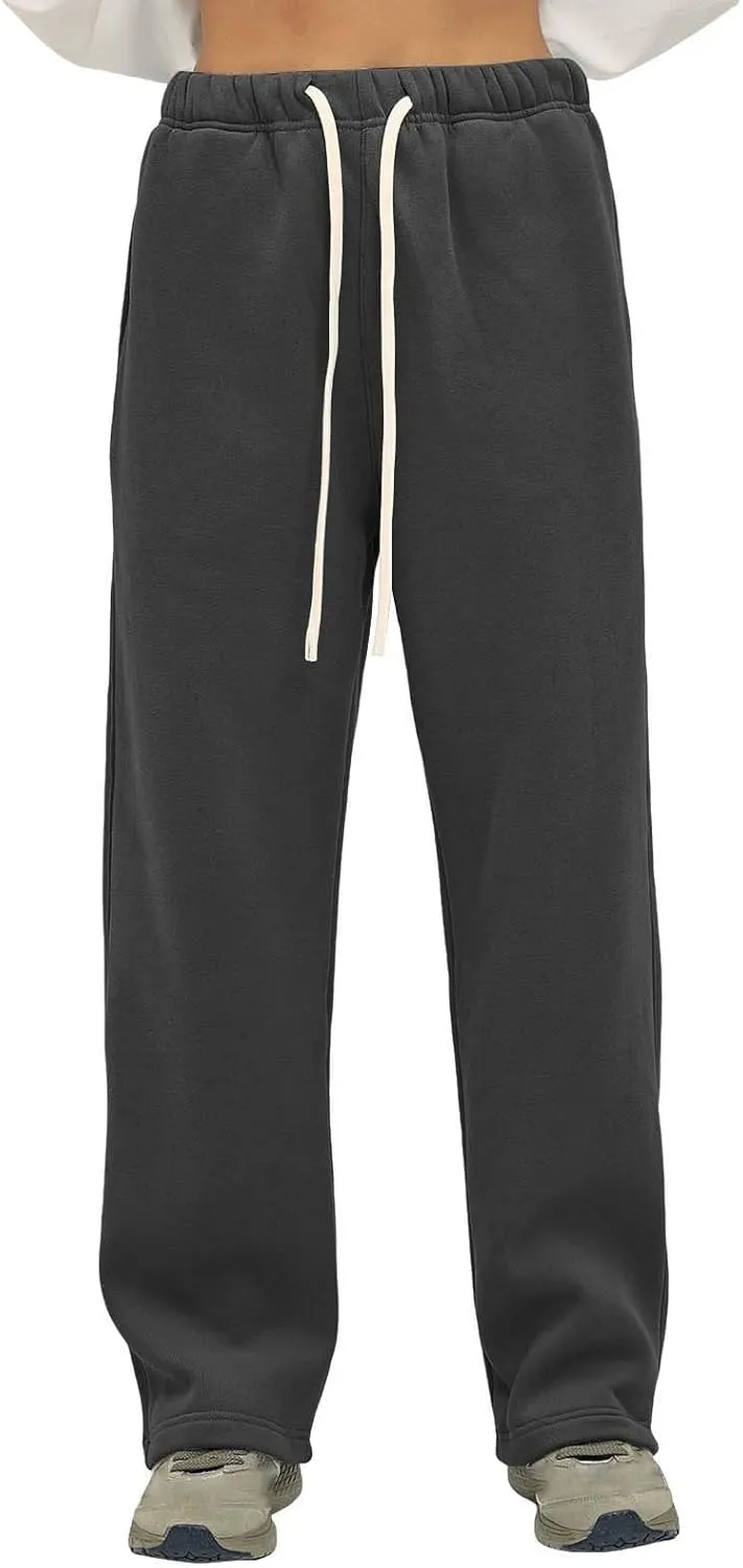 Straight Leg Sweatpants Men Plain Athletic Pants Open Bottom Casual Relaxed Fit Fall Trousers Baggy Gym Track Pants