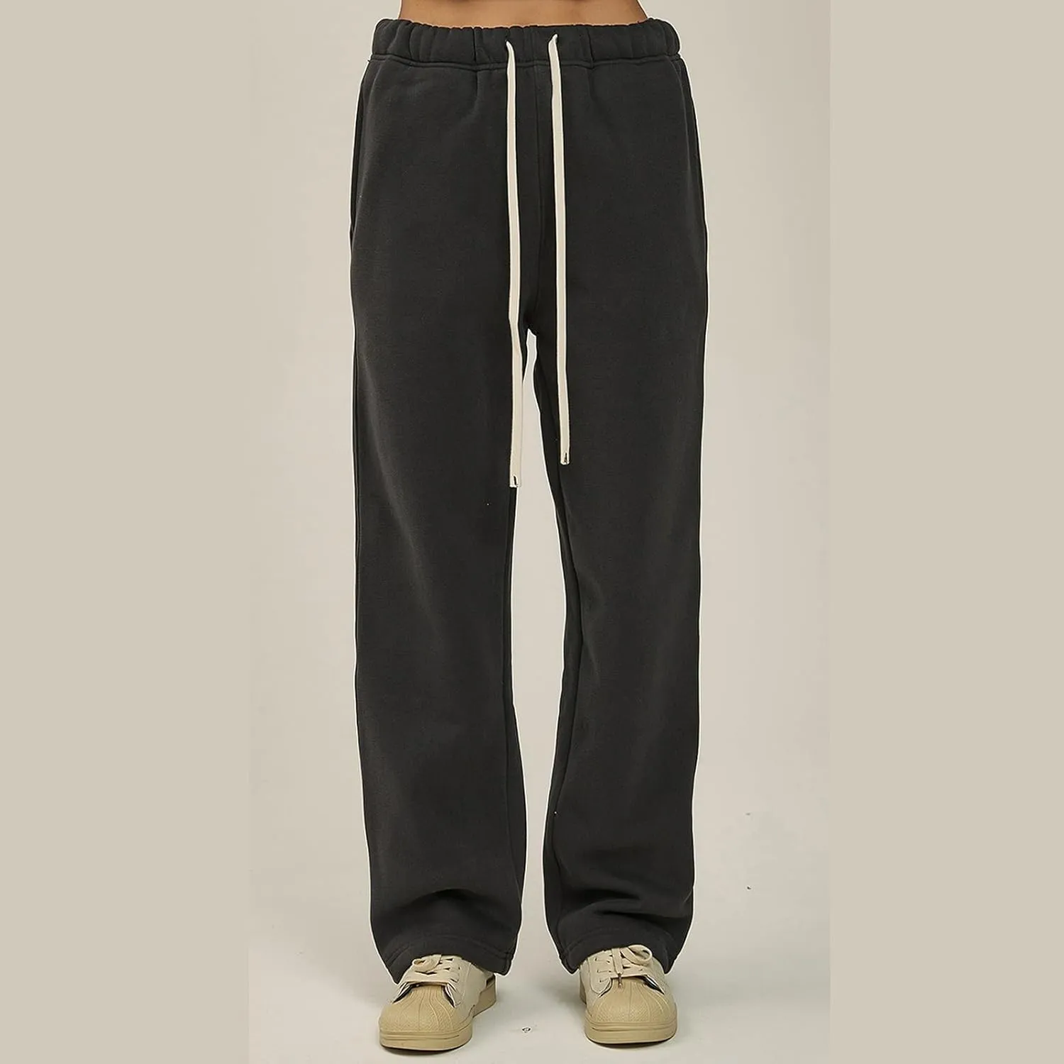 Straight Leg Sweatpants Men Plain Athletic Pants Open Bottom Casual Relaxed Fit Fall Trousers Baggy Gym Track Pants