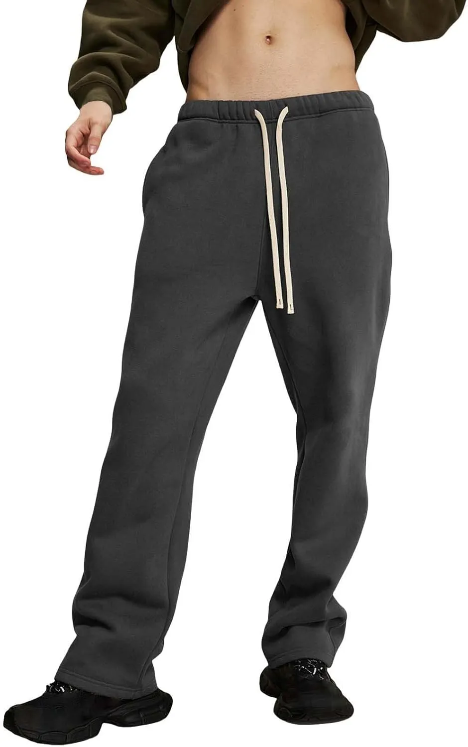 Straight Leg Sweatpants Men Plain Athletic Pants Open Bottom Casual Relaxed Fit Fall Trousers Baggy Gym Track Pants