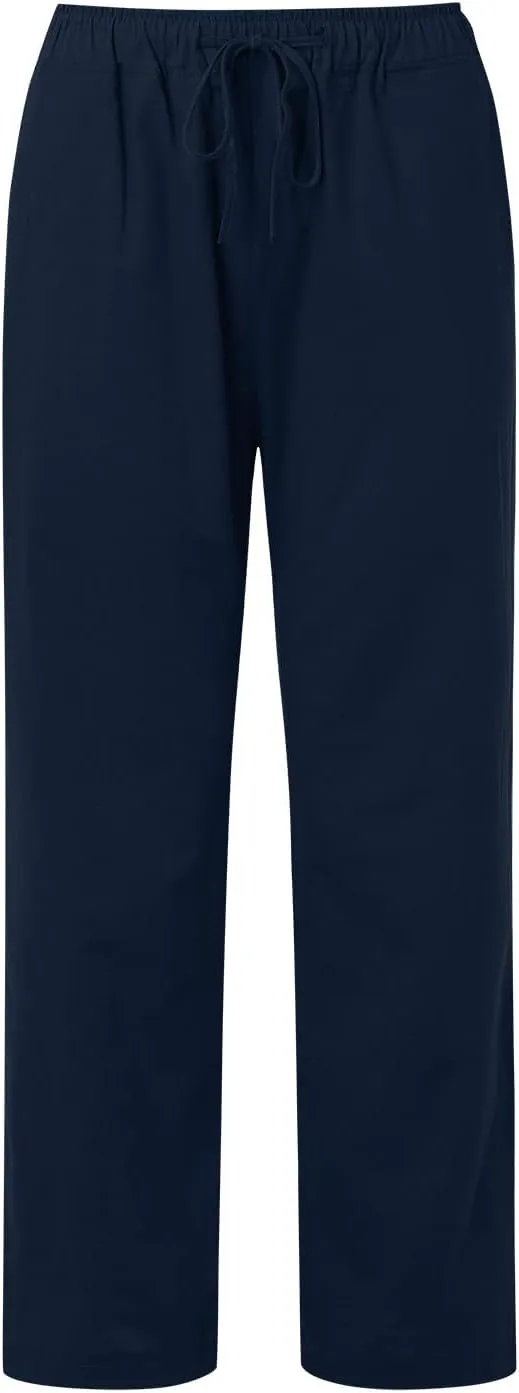 Summer Linen Pants for Womens 2025 Wide Leg Baggy Drawstring Elastic Waisted Palazzo Harem Trousers with Pockets