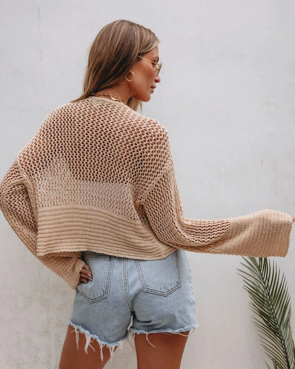 Taupe Open Front Cardigan