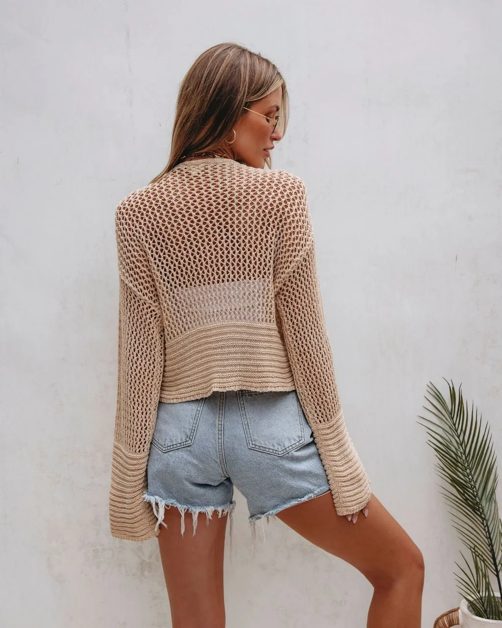 Taupe Open Front Cardigan