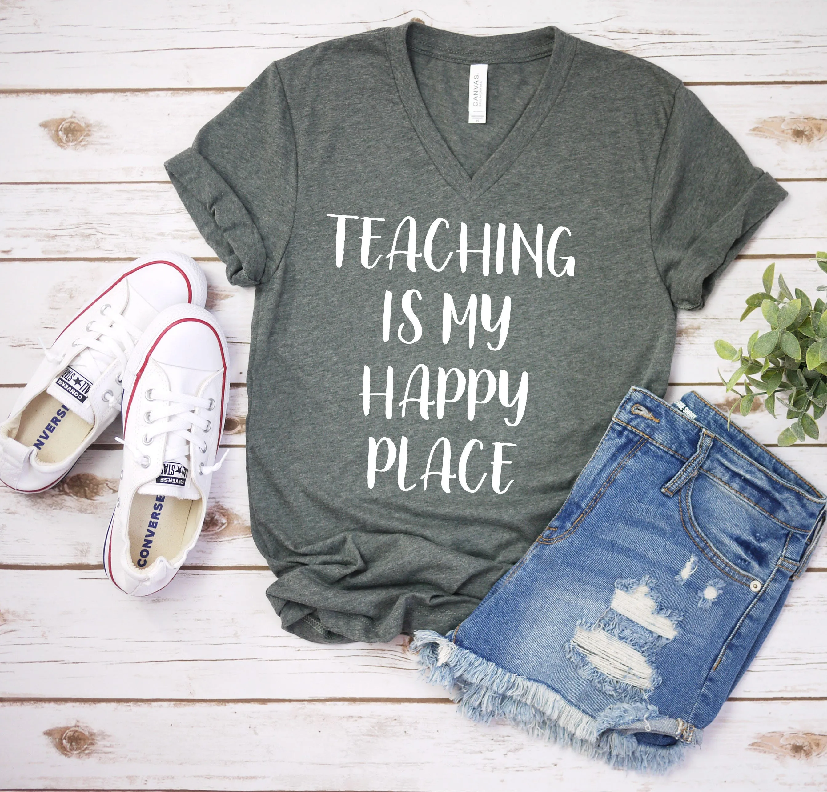 Teaching is my Happy Place Shirt - Teacher T Shirts - Cutest Teacher Tees