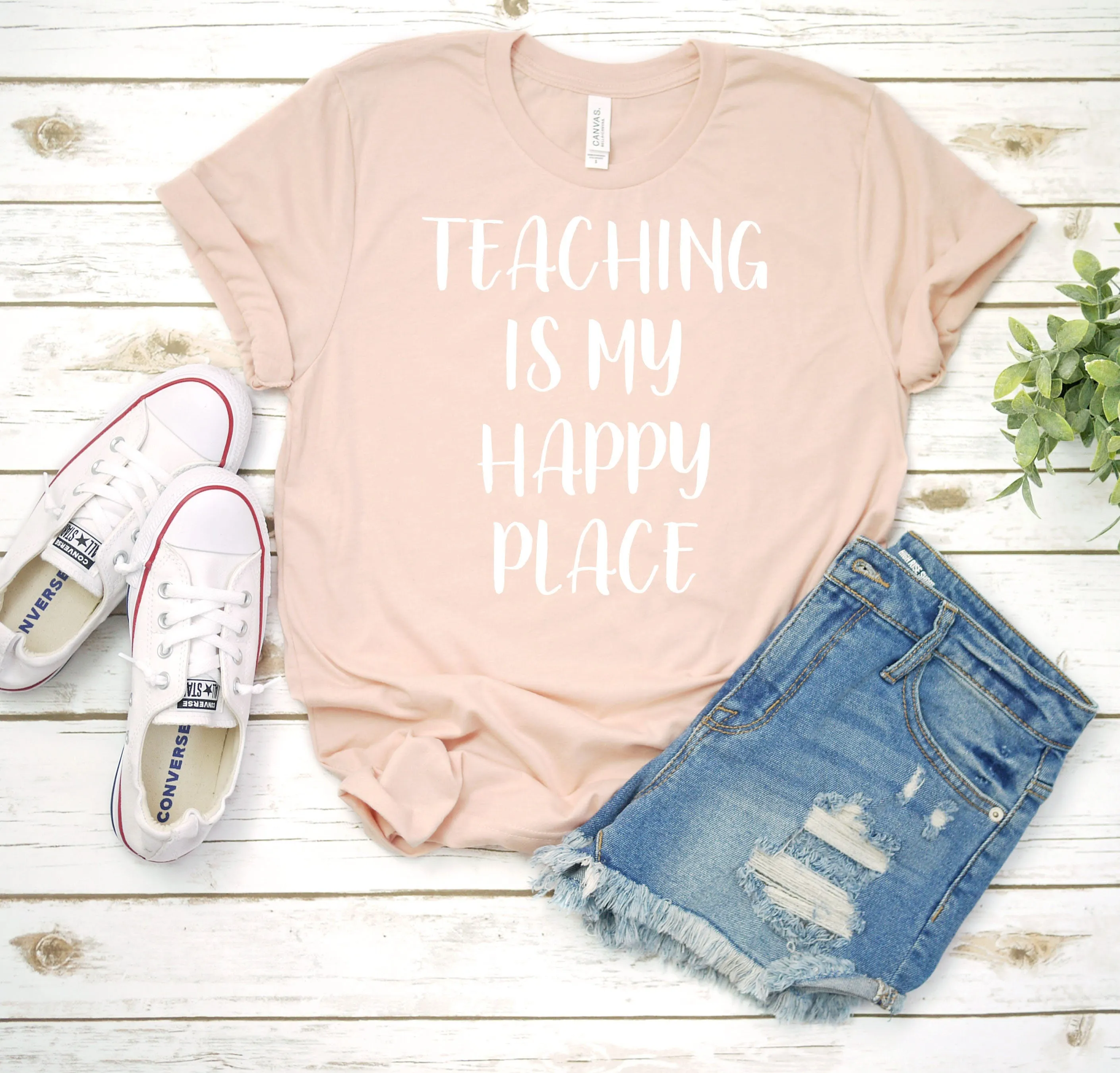 Teaching is my Happy Place Shirt - Teacher T Shirts - Cutest Teacher Tees