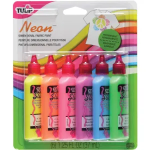 Tulip Dimensional Fabric Paints 1.25oz, Neon & Glow- 6pk