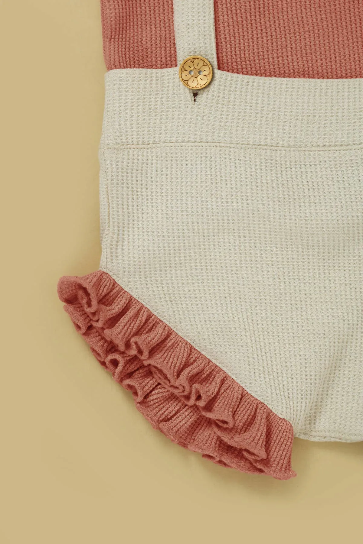 Waffle Knit Ruffled Jumper & Cap 3pc Set