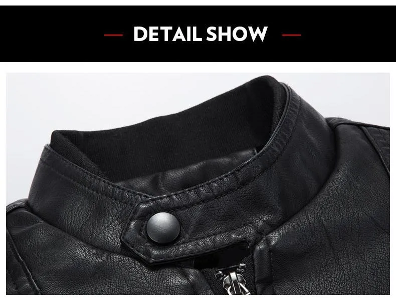 West Louis™ Biker Style Slim Fit PU Leather Jacket