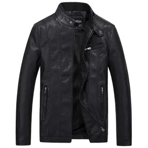 West Louis™ Biker Style Slim Fit PU Leather Jacket