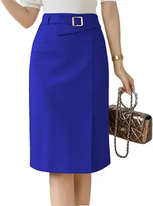 Women High Waist Pencil Skirts Elegant Office Lady OL Style Formal Skirts Vintage Stretch Wrap Hip Midi Skirts