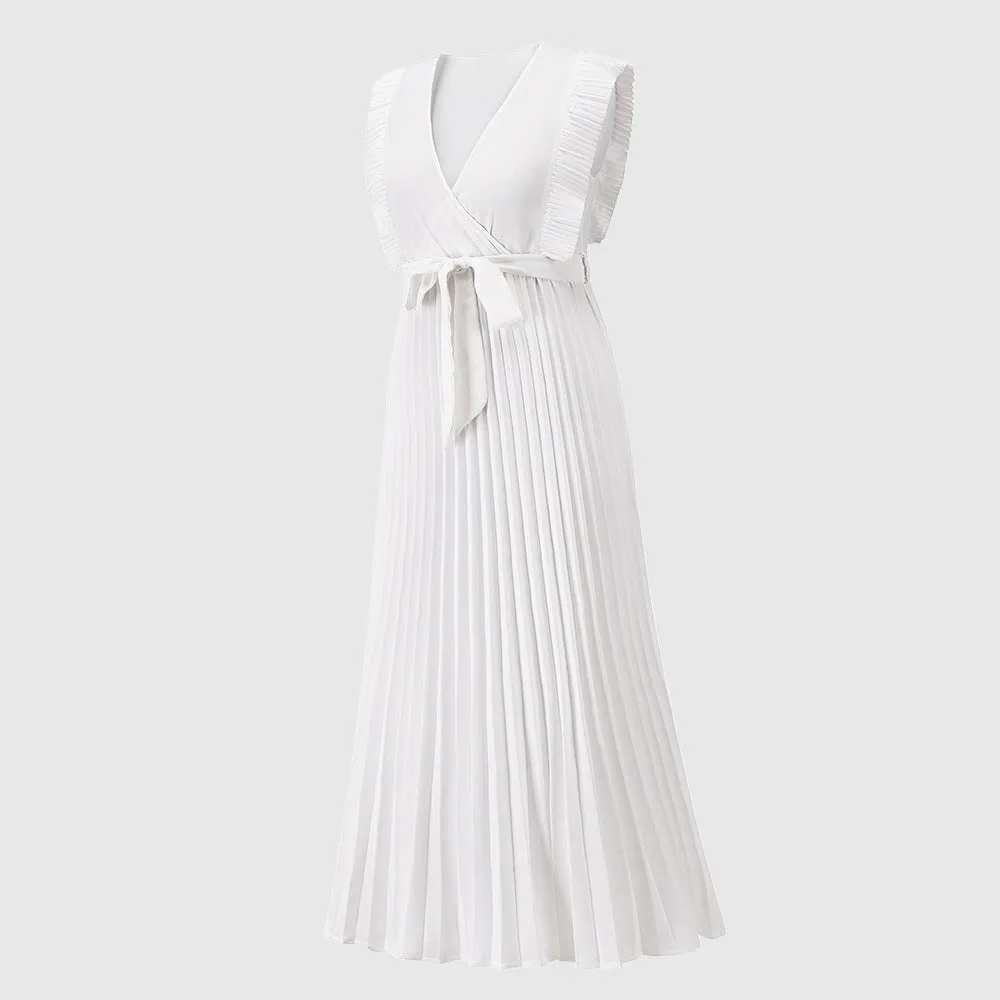 Women's Elegant Ruffle Sleeve Slim Fit Chiffon Dress