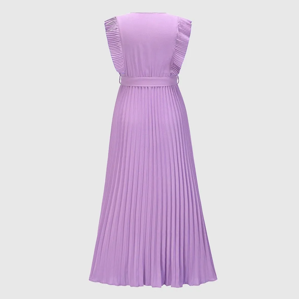 Women's Elegant Ruffle Sleeve Slim Fit Chiffon Dress