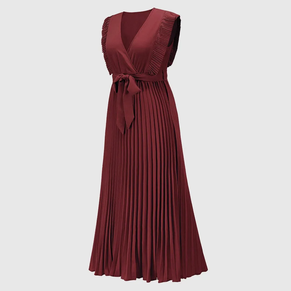 Women's Elegant Ruffle Sleeve Slim Fit Chiffon Dress