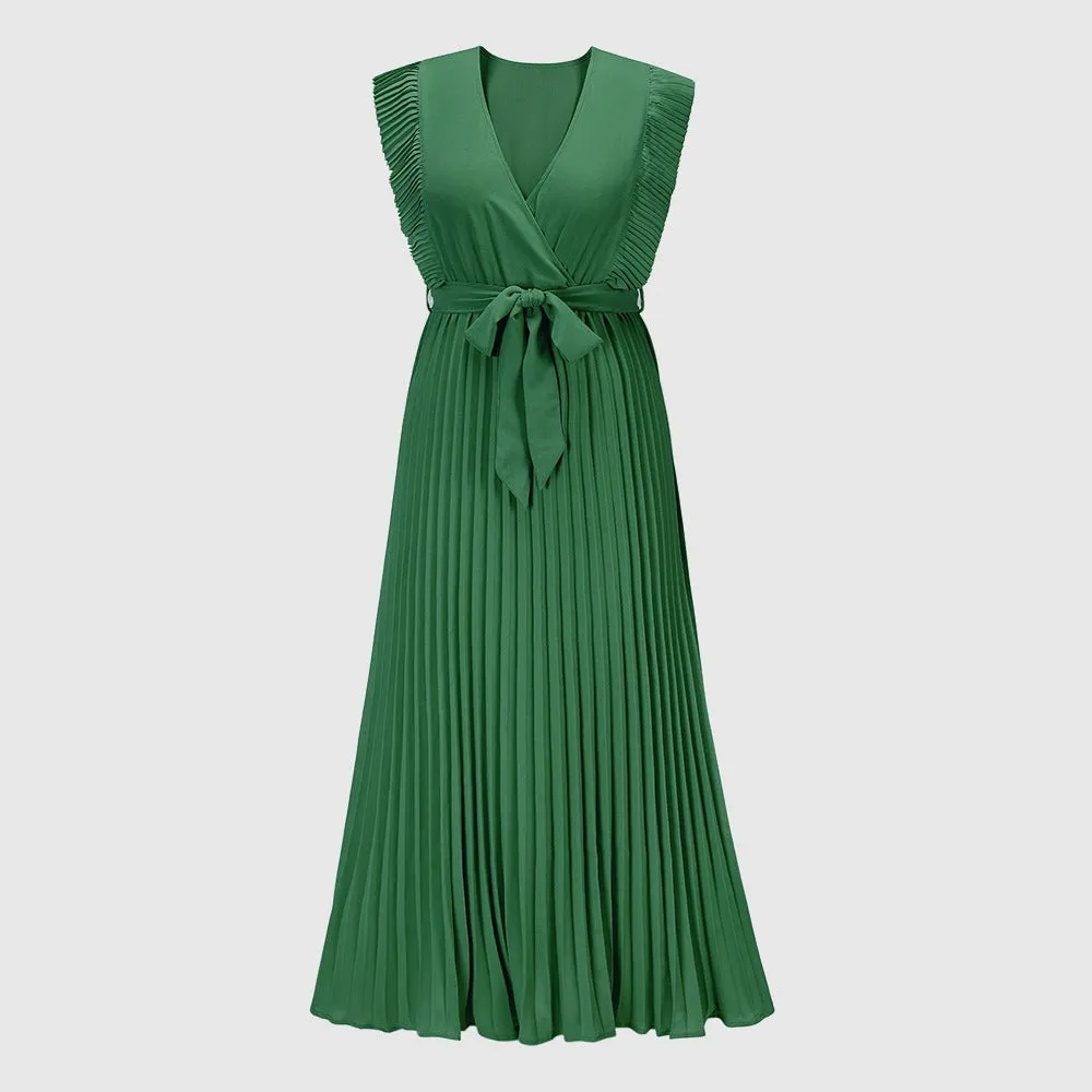 Women's Elegant Ruffle Sleeve Slim Fit Chiffon Dress
