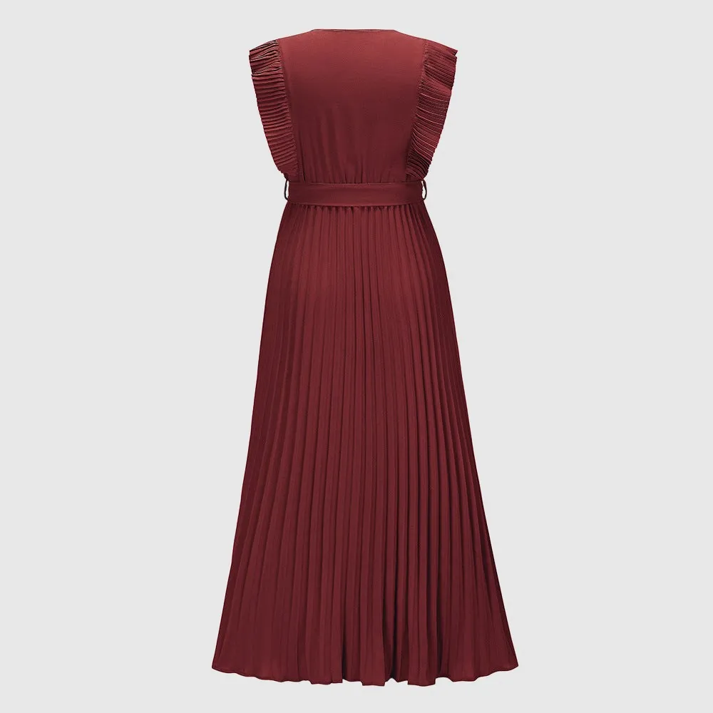Women's Elegant Ruffle Sleeve Slim Fit Chiffon Dress