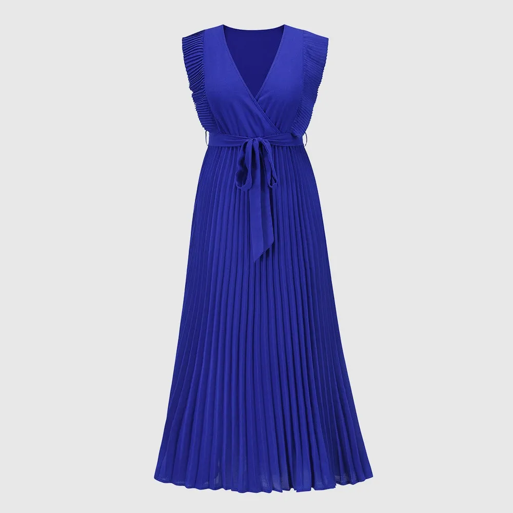Women's Elegant Ruffle Sleeve Slim Fit Chiffon Dress