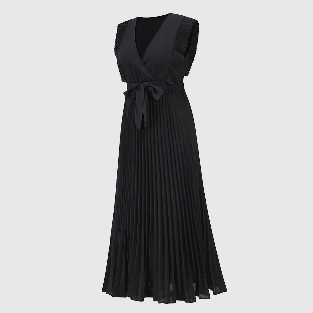 Women's Elegant Ruffle Sleeve Slim Fit Chiffon Dress