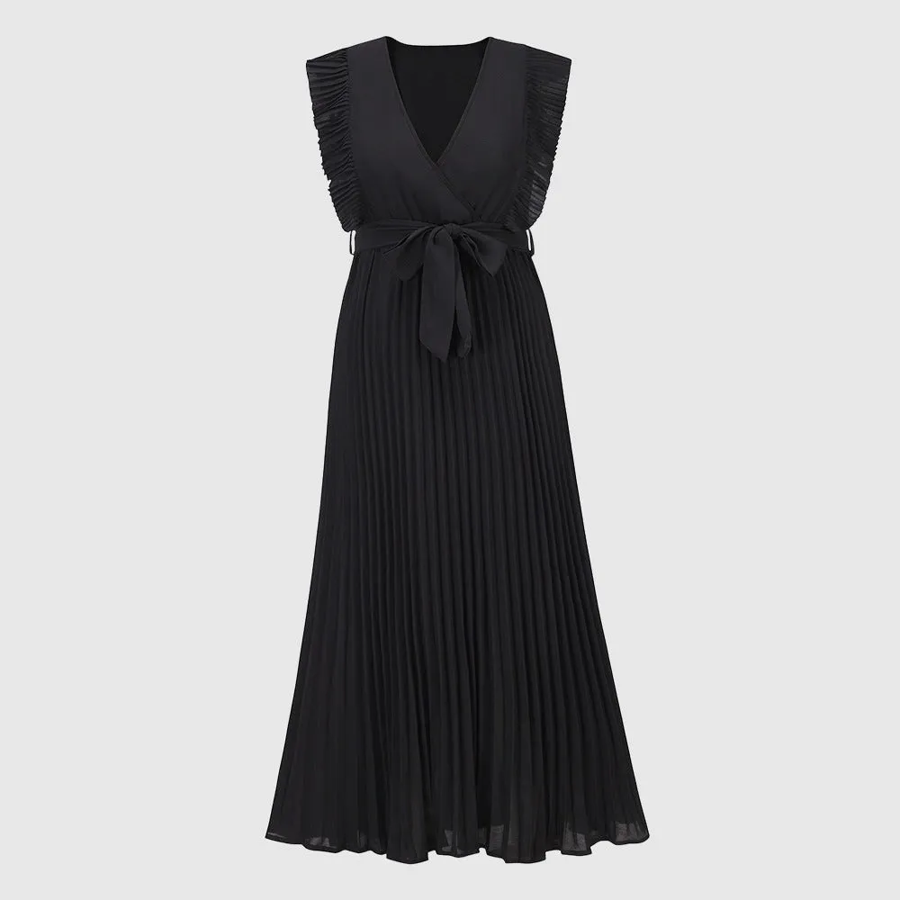 Women's Elegant Ruffle Sleeve Slim Fit Chiffon Dress