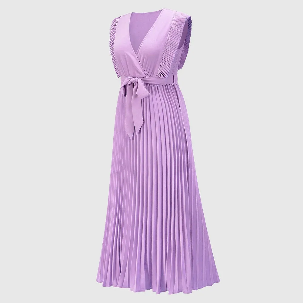 Women's Elegant Ruffle Sleeve Slim Fit Chiffon Dress